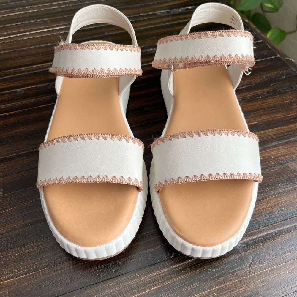 DV by Dolce Vita White Platform Sandal with Tan Stitching - Picture 6 of 14